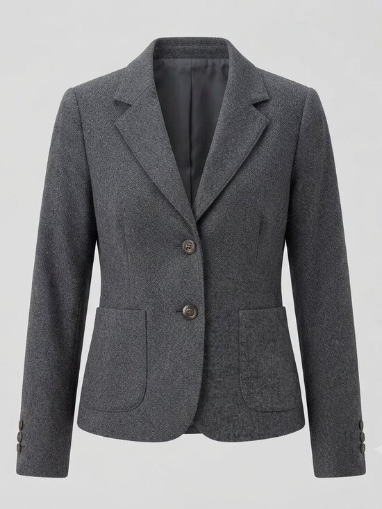 Jackets & Blazers - Gray Wool Blend Tailored Blazer Jacket Patch Pockets Medium, vintage old money
